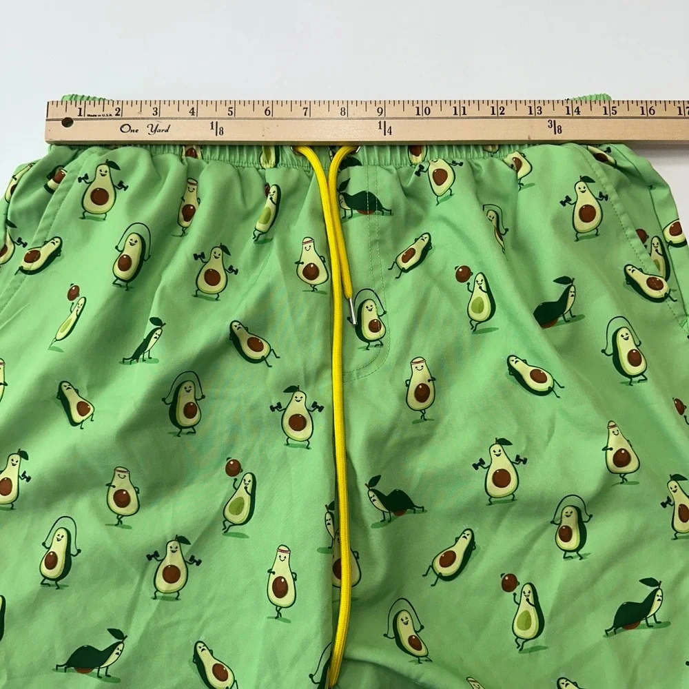 Mosmann Avocado Print Swim Trunks Athletic Gym Shorts‎ Pockets Men's Large